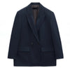 ZBZA Women's   Double Breasted Loose Fitting Blazer Coat Vintage Long Sleeve Pockets Female Outerwear Chic Veste Femme
