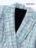 ZEVITY Women  Tweed Double Breasted Blazer Coat And High Waist Zipper Fly Shorts Female Two Piece Sets Mujer