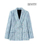 ZEVITY Women  Tweed Double Breasted Blazer Coat And High Waist Zipper Fly Shorts Female Two Piece Sets Mujer
