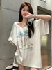 Plus Size Women's Summer Casual Printed Short-Sleeve Relaxed Fit T-Shirt Fits 88-331 lb