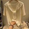Plus Size Summer New-Style Lace Design Patchwork Short-Sleeve Relaxed Fit T-Shirt Fits 220-331 lb