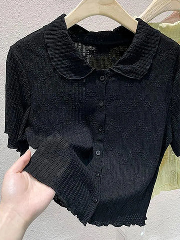 Plus Size Women's Spring Summer Knitted Short-Sleeve Cardigan Fits 331 lb