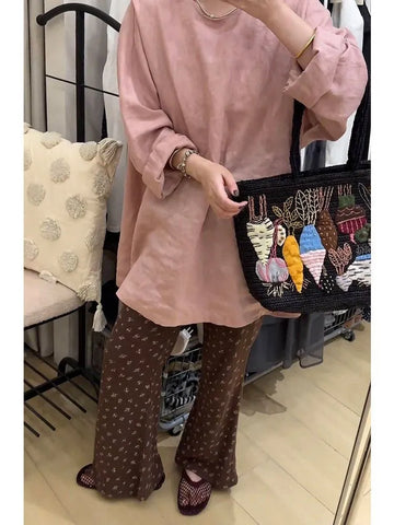Plus Size Women's Summer Fashionable New-Style Long-Sleeve Relaxed Fit Two-Piece Set Fits 331 lb