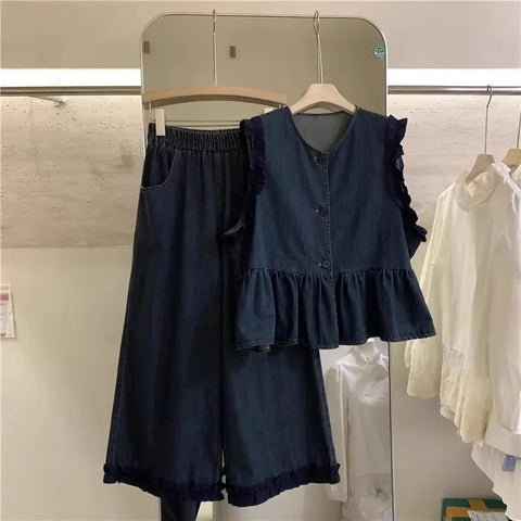 Plus Size Summer New-Style Denim Two-Piece Set