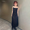 Xiao Ju Chuan Li / Dark Revival Skirt Wabi-Sabi Chinese-Style Vintage Floral Flocked Mesh