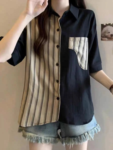 Plus Size Women's Summer New-Style Short-Sleeve Relaxed Fit Shirt Fits 331 lb
