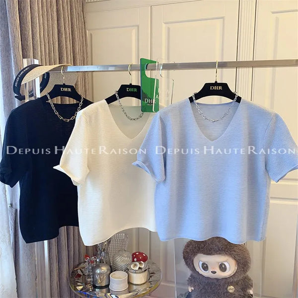 Plus Size Women's Summer Casual Knitted Relaxed Fit T-Shirt Fits 331 lb