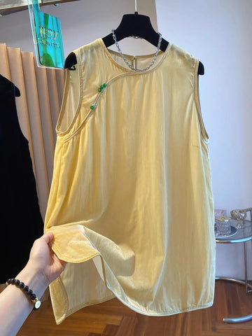 Plus Size Women's Summer New-Style Sleeveless Relaxed Fit Shirt Fits 331 lb