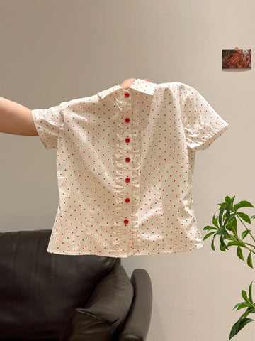 Plus Size Women's Summer Vintage Casual Short-Sleeve Shirt Fits 88-331 lb