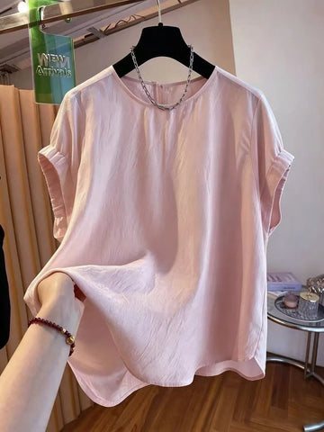 Plus Size Women's New-Style Short-Sleeve Relaxed Fit T-Shirt Fits 331 lb