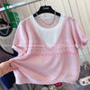 Plus Size Summer New-Style Knitted Short-Sleeve Relaxed Fit Sweater Fits 88-331 lb