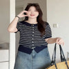 Plus Size Women's Summer Knitted Short-Sleeve Sweater Fits 88-331 lb