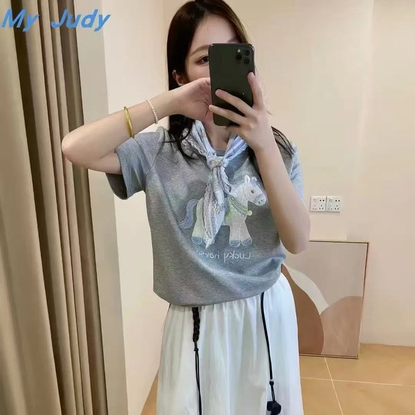 Plus Size Women's Fashionable Embroidered Short-Sleeve Relaxed Fit T-Shirt Fits 331 lb