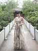 Clear and Cold Tea Dyed Skirt Cotton Linen Tie-Dye Retro New Chinese Style Halter V-Neck Original Maxi Dress