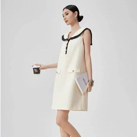 Plus Size French-Style Design Sleeveless Relaxed Fit Dress