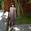 Poem Among Flowers Skirt Late Spring Purple Style with Gradient Mesh Lace One-Shoulder Slim Dress