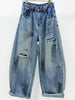 Plus Size Women's Summer Vintage Casual Denim Relaxed Fit Pants