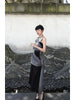 Jian Ma Wrapped Long Dress Cool Gray Linen and Cotton Raindrop Shawl New Chinese Style Layered Black