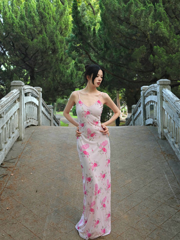 Wanxiang Huayu Skirt Spring Garden Light Pink Mesh New Chinese Style Halter Dress