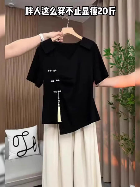 Plus Size Women's Summer Elegant New-Style Casual Short-Sleeve Relaxed Fit T-Shirt Fits 331 lb
