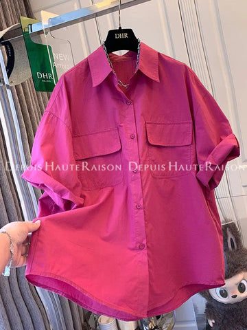 Plus Size Women's Summer Vintage Relaxed Fit Shirt Fits 331 lb