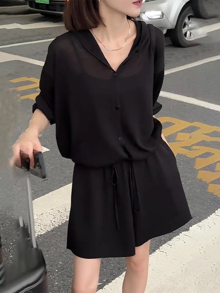 Plus Size Women's Summer Elegant Long-Sleeve Two-Piece Set Fits 331 lb