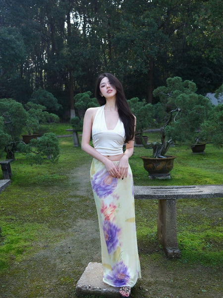 Jin Zhan Chao Lu Dress Oriental Aesthetic Retro New Chinese Style Halter Neck Sheath