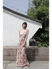 Ancient Flower Camellia Skirt Classical Courtyard Style Fishbone Chinese Original Halter Slim Fit Maxi Dress