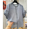 Plus Size Women's Summer French-Style Elegant Casual Short-Sleeve Relaxed Fit Shirt Fits 331 lb