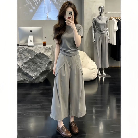 Plus Size Women's Summer Elegant Casual Two-Piece Set
