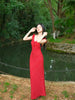 Yan Zhi Hong Xiqu Dress New Chinese Style Retro Floral Advanced Fairy Hepburn Vacation Waist Cinching