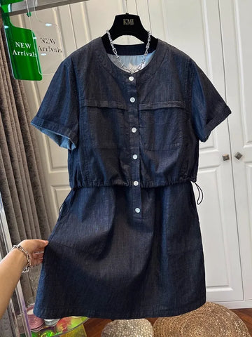 Plus Size Women's Summer New-Style Vintage Patchwork Relaxed Fit Dress Fits 331 lb