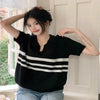 Plus Size Women's Summer Casual Knitted Short-Sleeve Relaxed Fit Sweater Fits 88-331 lb