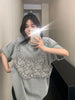 Plus Size Women's Summer Fashionable Lace Patchwork Short-Sleeve T-Shirt Fits 88-331 lb