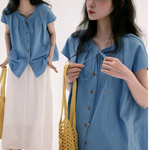 Plus Size Women's Summer New-Style Casual Short-Sleeve Relaxed Fit Shirt