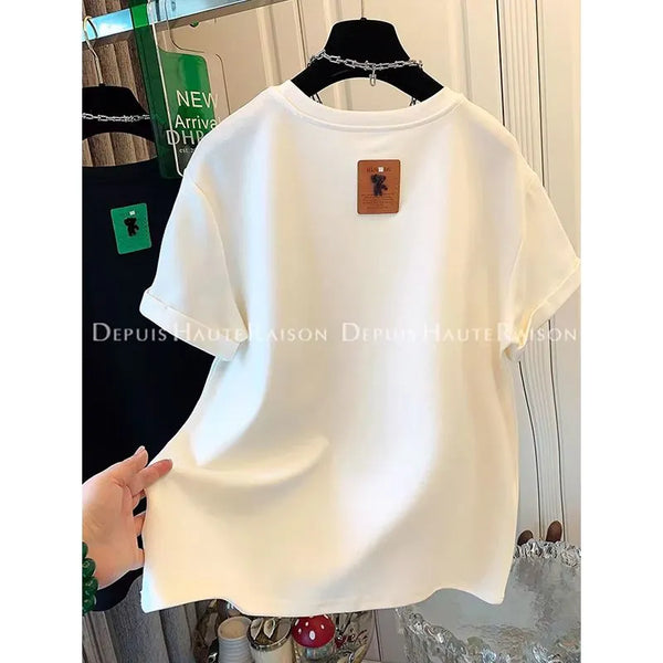 Plus Size Women's Summer New-Style Short-Sleeve Relaxed Fit T-Shirt Fits 331 lb