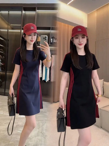 Plus Size Summer Fashionable New-Style Casual Short-Sleeve Dress Fits 331 lb