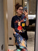 Plus Size Women's Summer Fashionable New-Style Printed Pleated Short-Sleeve Two-Piece Set Fits 331 lb