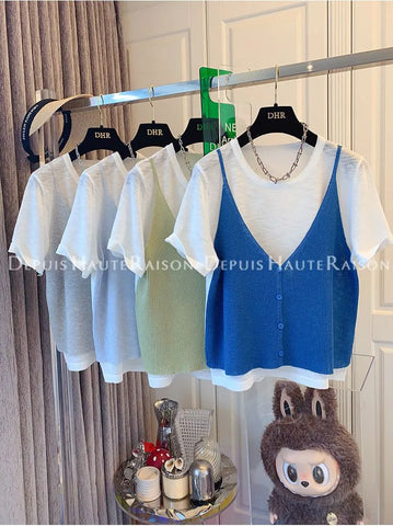Plus Size Women's Summer Fashionable New-Style Knitted Short-Sleeve Relaxed Fit Sweater Fits 331 lb
