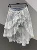 Plus Size Women's Summer Fashionable New-Style Lace Patchwork Denim Skirt Fits 331 lb