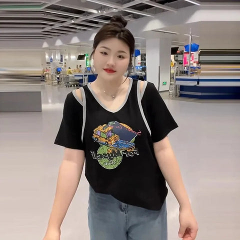 Plus Size Women's Summer Design Short-Sleeve T-Shirt