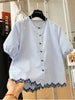 Plus Size Women's Summer Elegant New-Style Embroidered Short-Sleeve Shirt Fits 99-331 lb