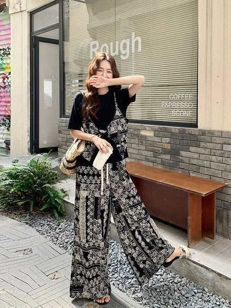 Plus Size Women's New-Style Printed Two-Piece Set Fits 331 lb