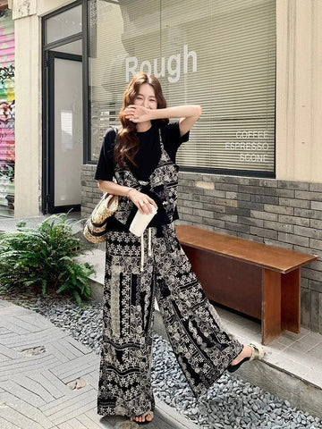Plus Size Women's New-Style Printed Two-Piece Set Fits 331 lb
