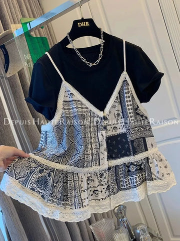 Plus Size Women's Summer New-Style Floral Short-Sleeve Relaxed Fit T-Shirt Fits 220-331 lb