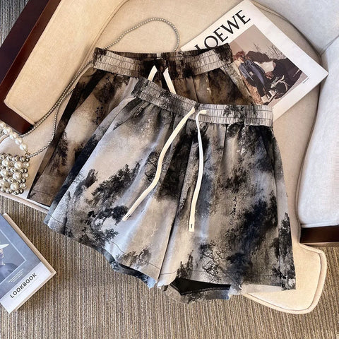 Plus Size Women's Summer Printed Pants Fits 88-331 lb