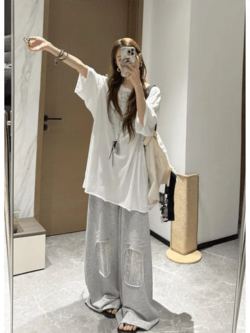 Plus Size Women's Summer New-Style Casual Short-Sleeve Relaxed Fit Two-Piece Set