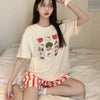 Plus Size Women's Summer Casual Short-Sleeve Relaxed Fit Two-Piece Set