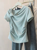 Plus Size Women's Summer New-Style Pleated Short-Sleeve T-Shirt Fits 265 lb