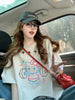 Plus Size Summer Embroidered Printed Short-Sleeve Relaxed Fit T-Shirt Fits 331 lb